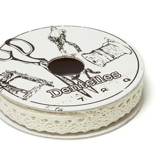 Klöppelspitze [2 m x 10 mm] Mini-Rolle - wollweiss, 