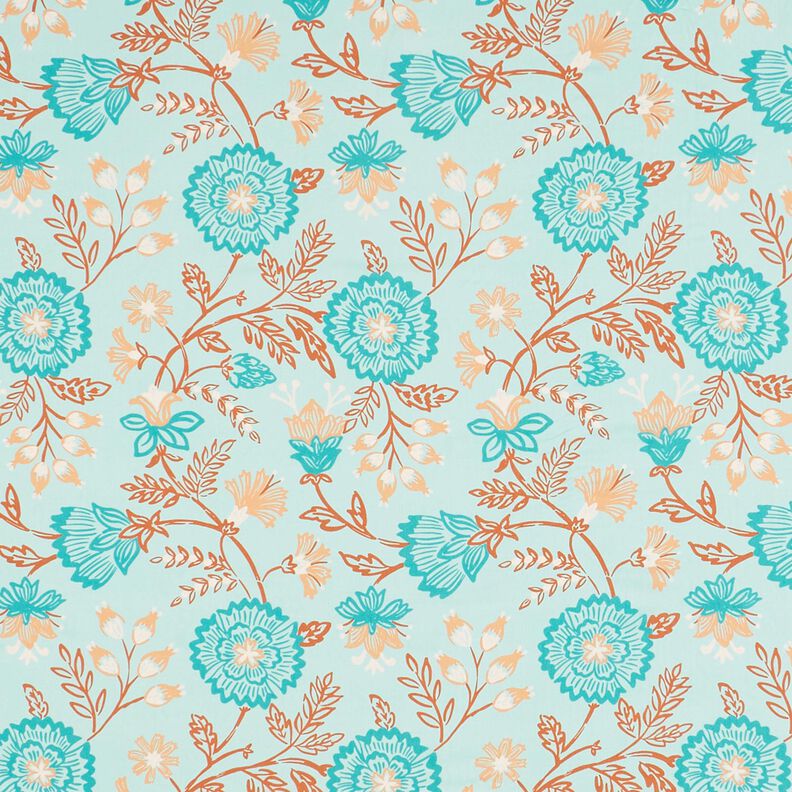 Viskose Voile Blumen Tiffany – helltürkis,  image number 1