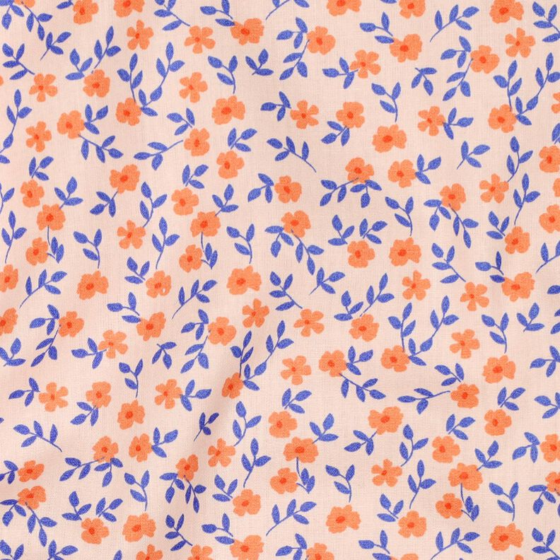 GOTS Baumwollpopeline Streublümchen | Poppy Fabrics – natur/pfirsichorange, image number 3