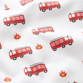 Baumwollpopeline Feuerwehr – weiss, 