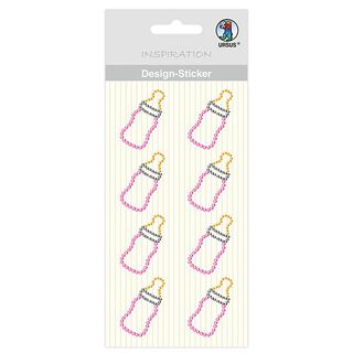 Design Sticker Baby Fläschchen Mädchen [ 8 Stück ] – rosa/gelb, 