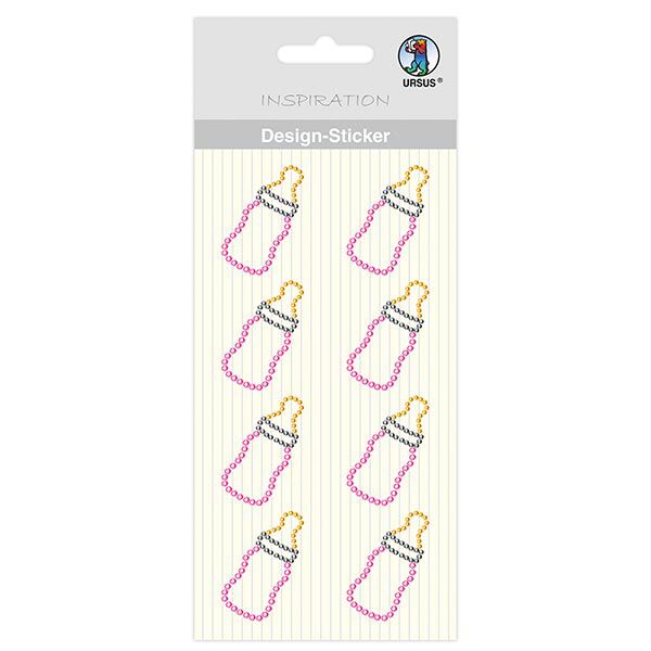 Design Sticker Baby Fläschchen Mädchen [ 8 Stück ] – rosa/gelb,  image number 1