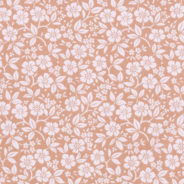 Baumwollpopeline Bi-Color-Blumen – hellbraun/wollweiss, image number 1