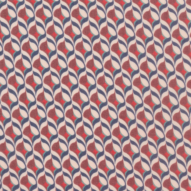 Chiffon Retromuster – weiss/dunkelrot,  image number 1