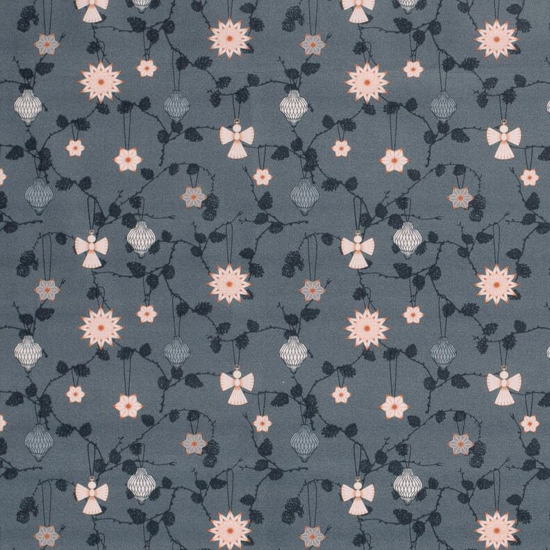 Baumwollstoff Popeline Scandi-Baumschmuck – schiefergrau, image number 1