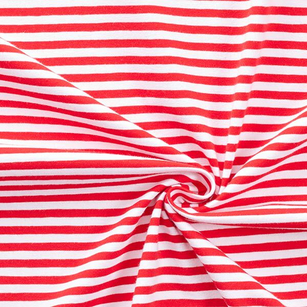 Baumwolljersey schmale Streifen – rot/weiss, image number 3