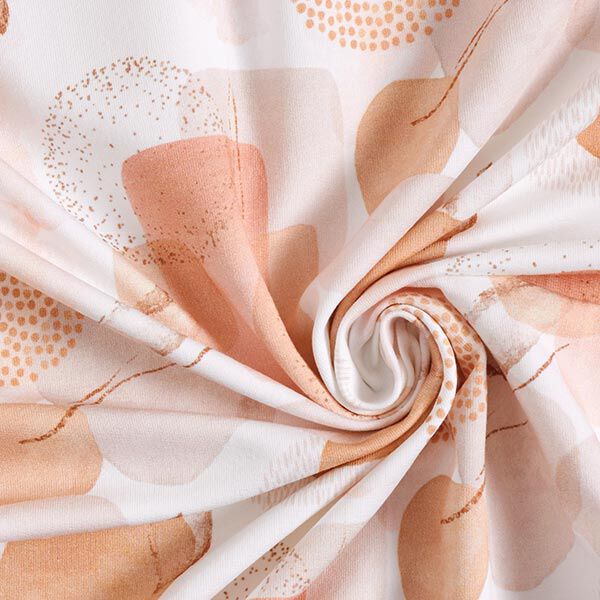 GOTS French Terry Sommersweat abstrakte geometrische Figuren – weiss/apricot, image number 3