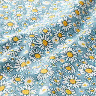 Baumwollstoff Cretonne verstreute Margeriten – hellblau/weiss, 