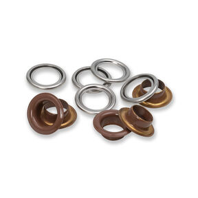 Ösen mit Scheiben [20 Stück | Ø 11 mm] | Prym – dunkelbraun/silber metallic, 