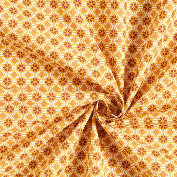 Baumwollstoff Cretonne Kaleidoskop – senf | Reststück 60cm