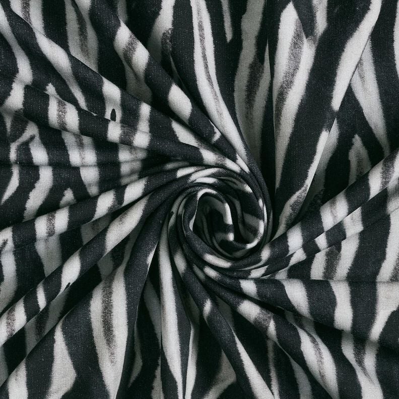 French Terry angeraut Zebra Digitaldruck – schwarz/silber, image number 3