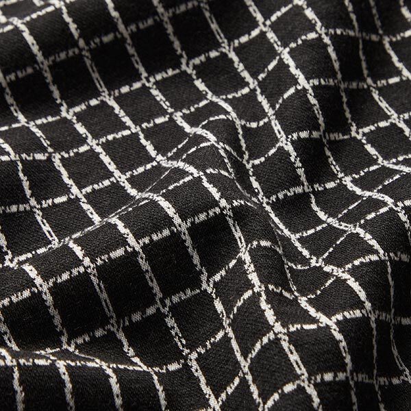 Romanit Jersey Gitter-Muster – schwarz | Reststück 50cm