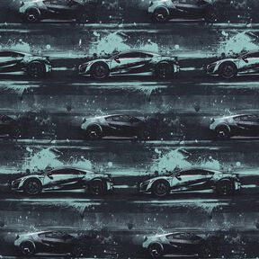 Baumwolljersey Rennauto Digitaldruck – schwarz/perlgrau, 