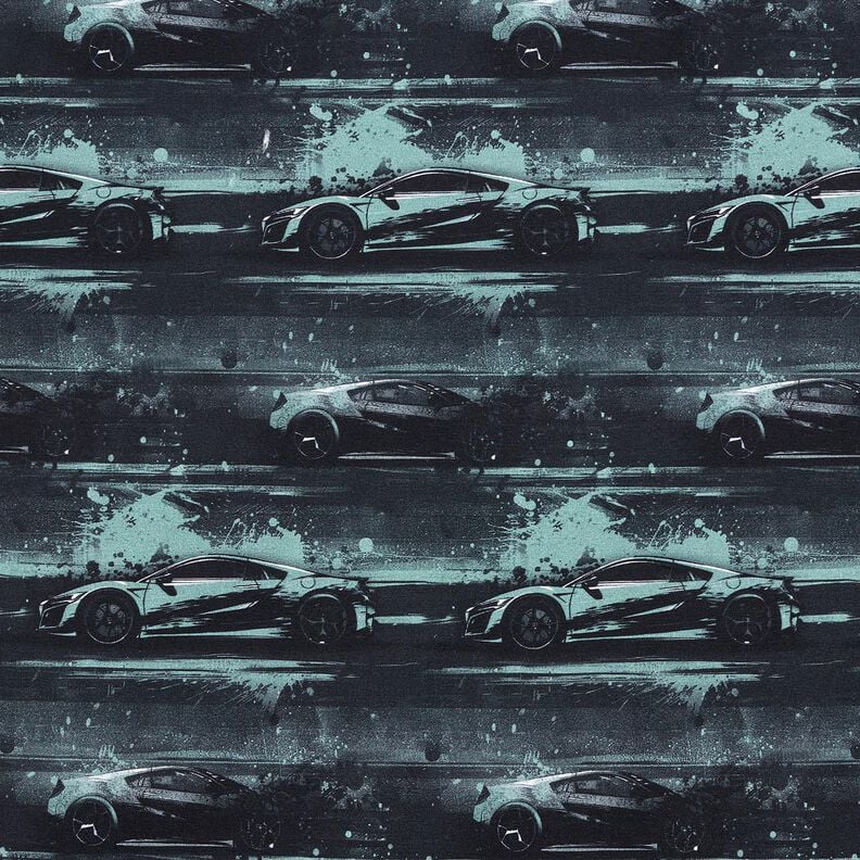 Baumwolljersey Rennauto Digitaldruck – schwarz/perlgrau,  image number 1