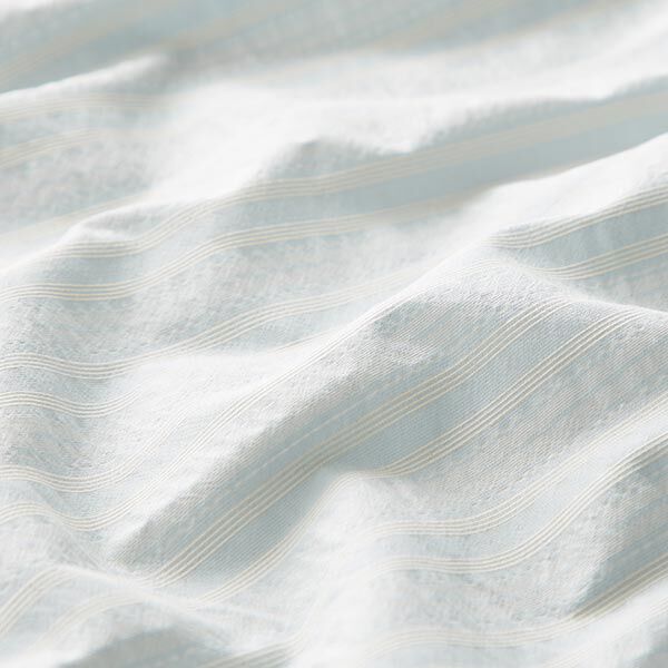 Blusenstoff eingewebte Streifen – hellblau/weiss | Reststück 50cm