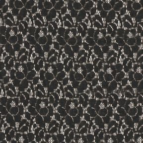 Spitzenstoff Lurex Blumen – schwarz/gold metallic, 