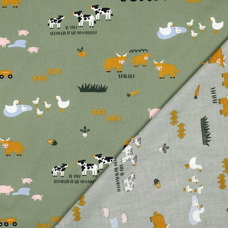 Baumwollpopeline Bauernhof Tiere | Poppy Fabrics – pinie, image number 4