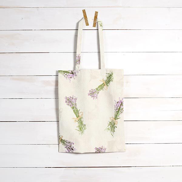 Dekostoff Canvas Lavendel – natur/lavendel | Reststück 100cm