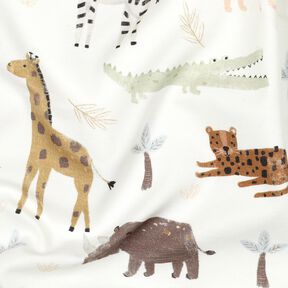 Baumwolljersey Steppentiere Digitaldruck | Poppy Fabrics – elfenbein/dunkelbraun, 