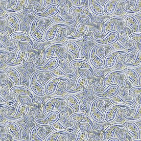 Hemdenstoff überlappendes Paisley – indigo/oliv | Reststück 60cm, 