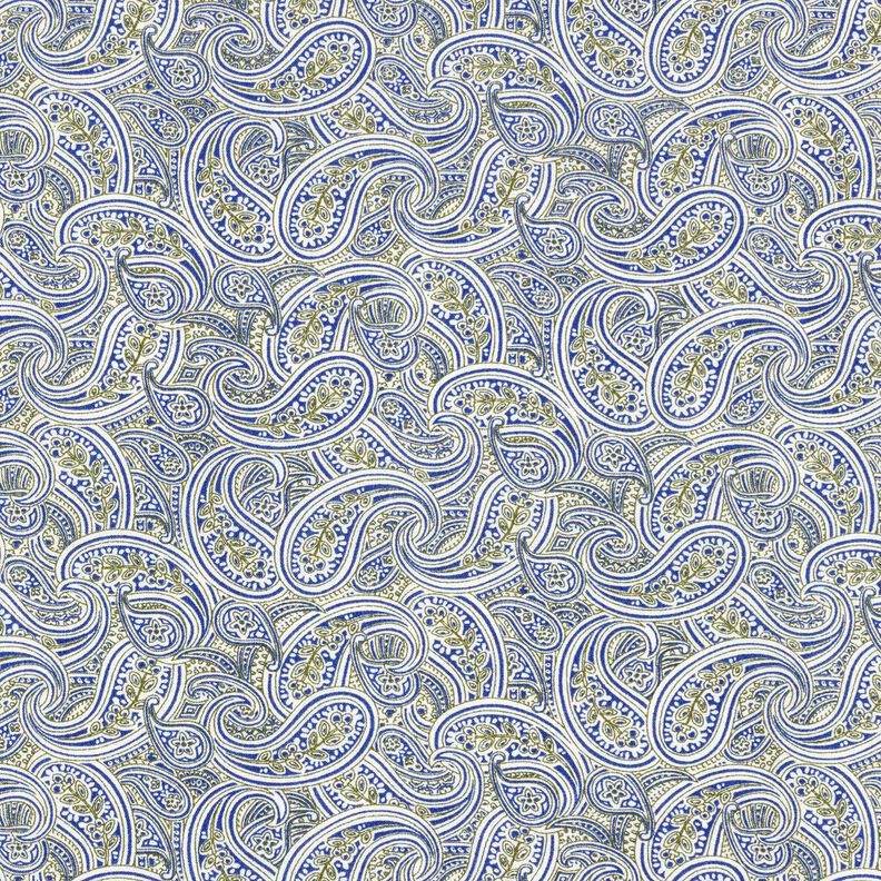 Hemdenstoff überlappendes Paisley – indigo/oliv | Reststück 60cm,  image number 1