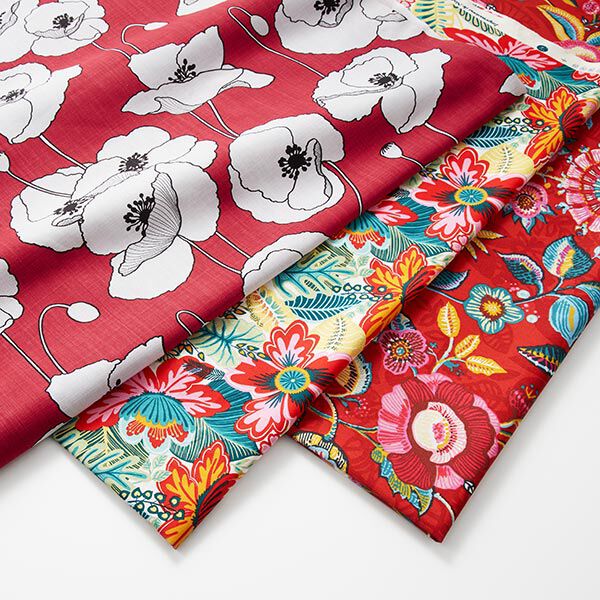 Baumwollstoff Cretonne getupfte Blumen – chili,  image number 5