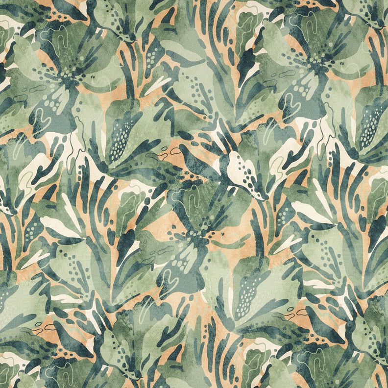Kreppsatin Meeresblumen – schilf/beige,  image number 1