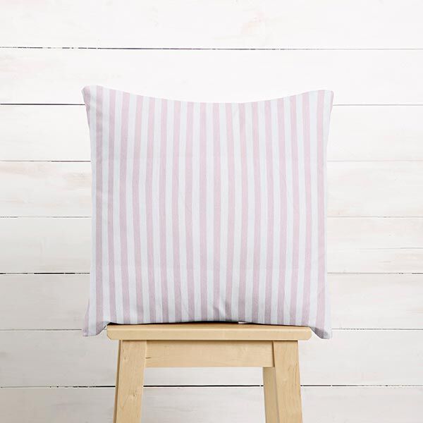 Dekostoff Halbpanama Längsstreifen – rosé/weiss | Reststück 50cm,  image number 7