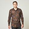 Hemdenstoff Retroblumen und Paisleymuster – nachtblau/karamell,  thumbnail number 5