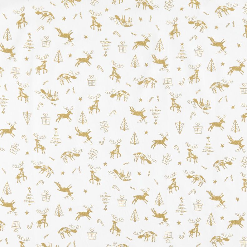 Baumwollstoff Cretonne Rentiere und Sterne – elfenbein/gold,  image number 1