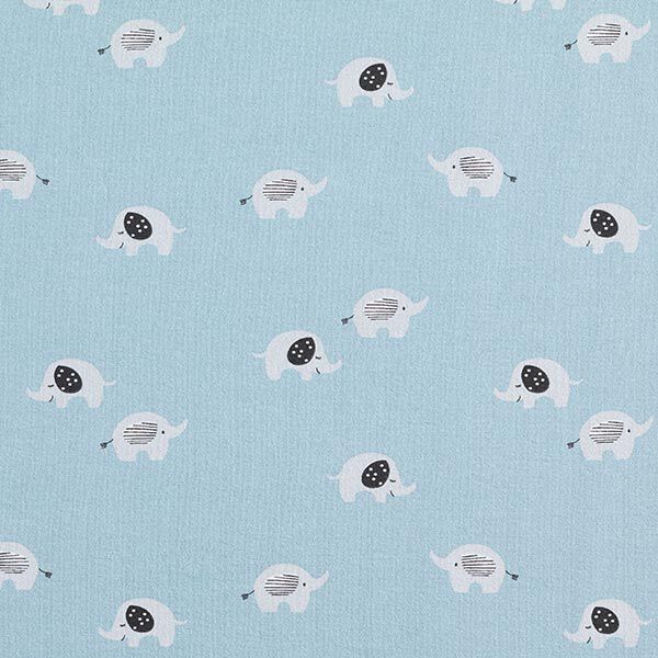 Baumwolljersey Baby-Elefanten – hellblau | Reststück 50cm