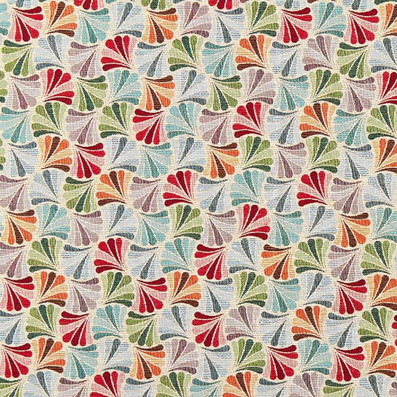 Dekostoff Gobelin bunte Fächer – hellbeige/blau,  image number 1