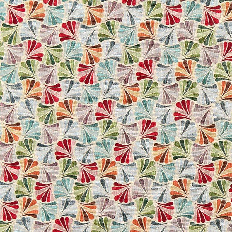 Dekostoff Gobelin bunte Fächer – hellbeige/blau, image number 1