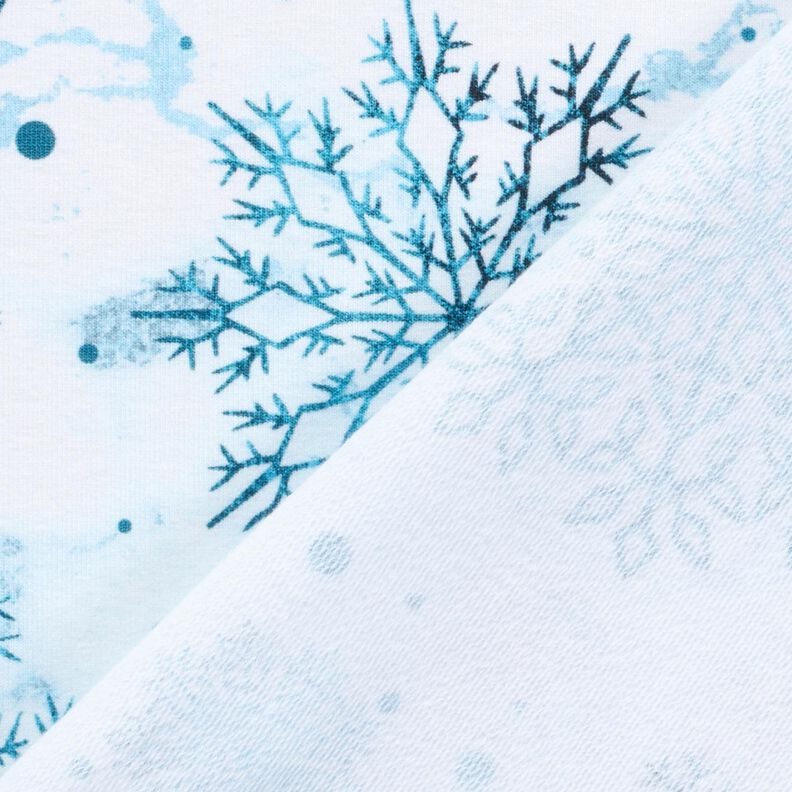 French Terry Weihnachts-Schneekristalle | Glitzerpüppi – himmelblau/hellpetrol, image number 4