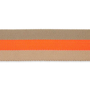 Taschengurtband Neon [ 40 mm ] – neonorange/beige, 