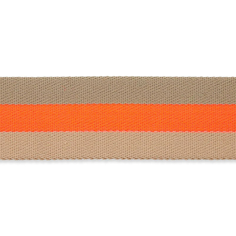 Taschengurtband Neon [ 40 mm ] – neonorange/beige,  image number 1