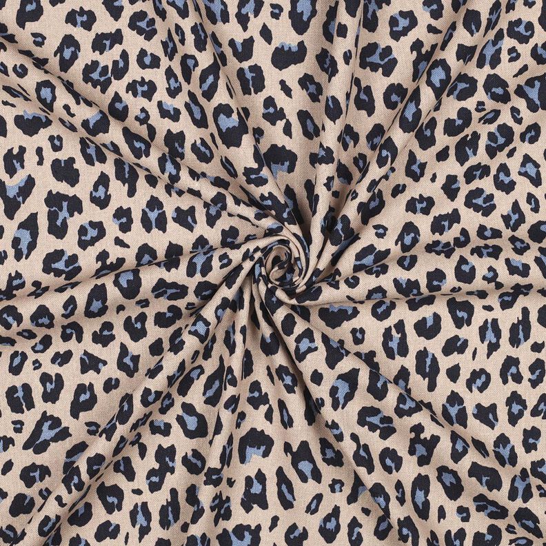 Viskose-Leinen-Mix Leo Print | Poppy Fabrics – cashew/nachtblau,  image number 3