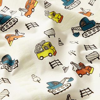 Baumwolljersey UV-Magic Straßenverkehr  – wollweiss | Reststück 60cm