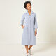 Leinen-Baumwoll-Mix Streifen schmal – jeansblau/wollweiss,  thumbnail number 6