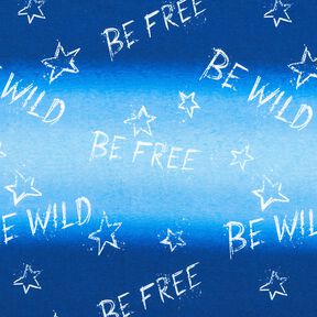 French Terry Be Wild  | Glitzerpüppi – königsblau/weiss, 
