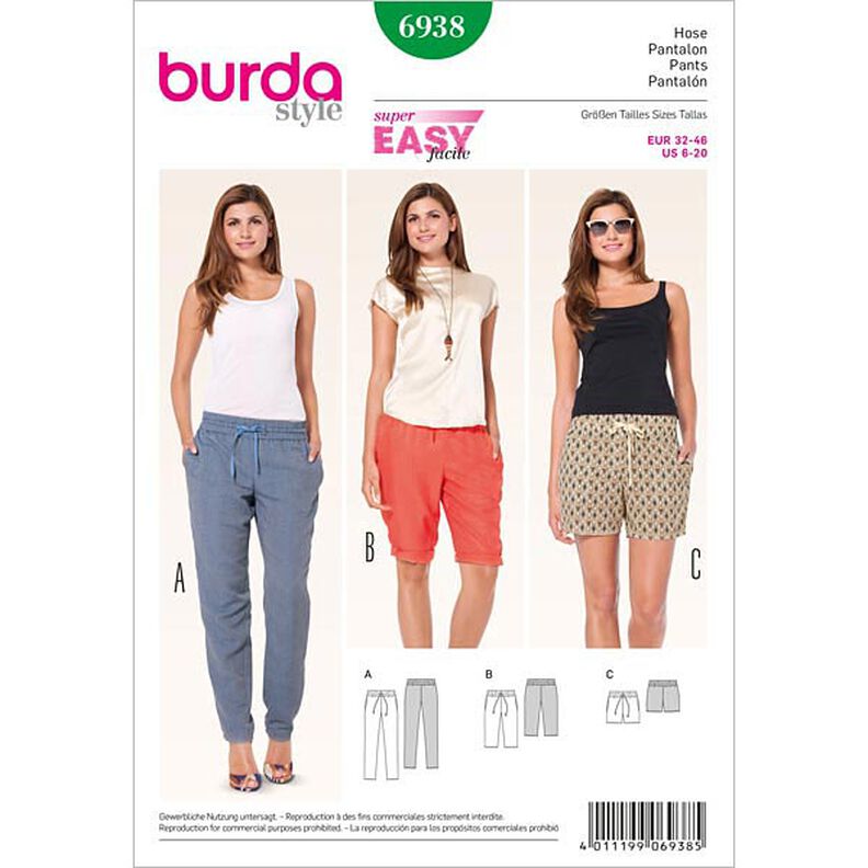 Gummizughose / Bermudas / Shorts | Burda 6938 | 32-46,  image number 1