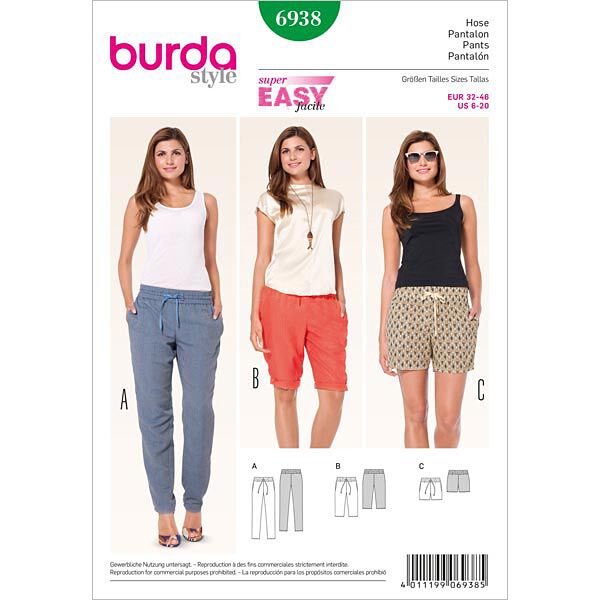 Gummizughose / Bermudas / Shorts | Burda 6938 | 32-46,  image number 1