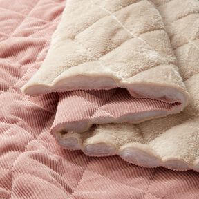 Steppstoff Cord mit Fellabseite Rauten – altrosa, 