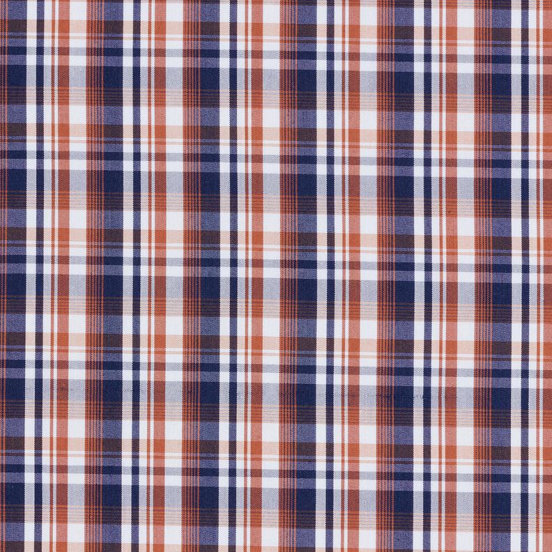 Hemdenstoff klassisches Karo – marineblau/kupfer,  image number 1