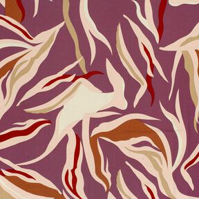 Viskosejersey abstrakte Wellen – aubergine/hellaltrosa, 