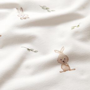 GOTS Baumwolljersey süsser Hase Digitaldruck – elfenbein, 