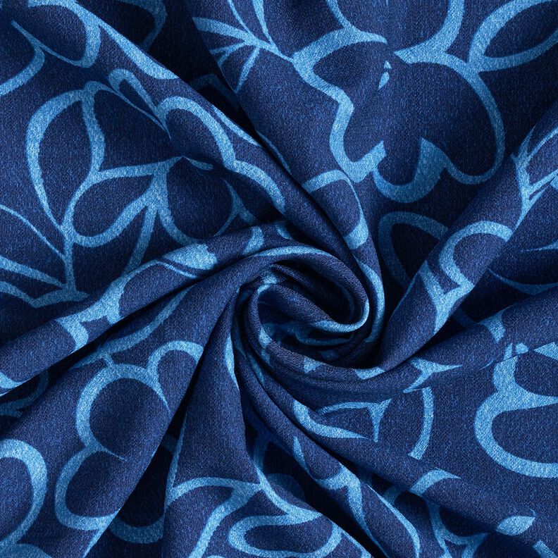 Viskose-Crêpe abstrakte Blumen – marineblau/königsblau, image number 3