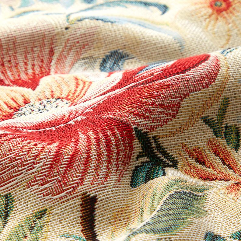Dekostoff Gobelin traumhafte Blumen – hellbeige/rot, image number 2