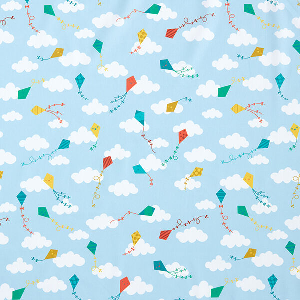 Popeline Drachen Digitaldruck | PETIT CITRON – babyblau – Muster, image number 1