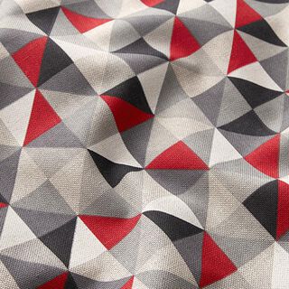 Dekostoff Halbpanama Rautenmuster Retro – rot/grau, 